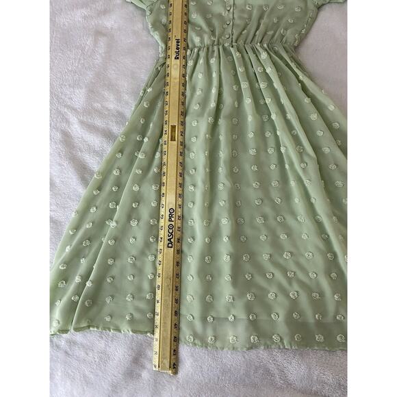 Baltic Born Sz S Mint Green Puffed Slv Btn Front Elastic Waist Mila Swiss Dot - Picture 12 of 12
